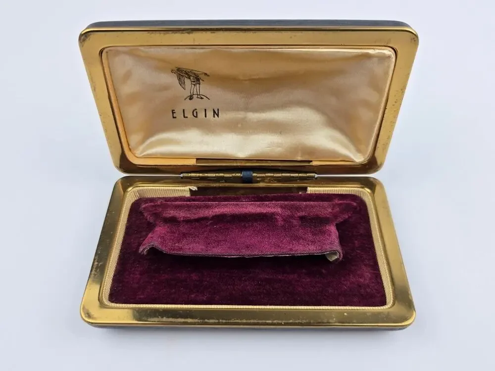 Vintage Elgin women's / ladies empty watch box Velvet liner built-in stand